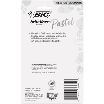 BIC Brite Liner Pastel Chisel Tip Highlighters - Assorted Ink, 6 pk