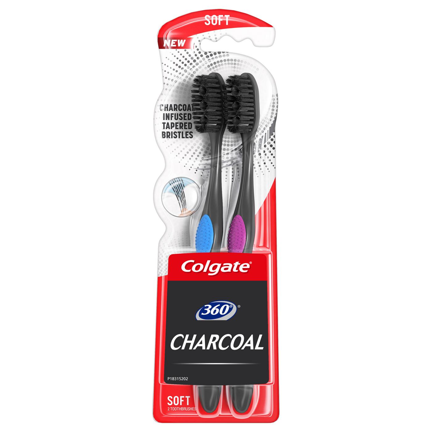 Colgate 360 Charcoal Toothbrush Twin Pack - Soft; image 1 of 7