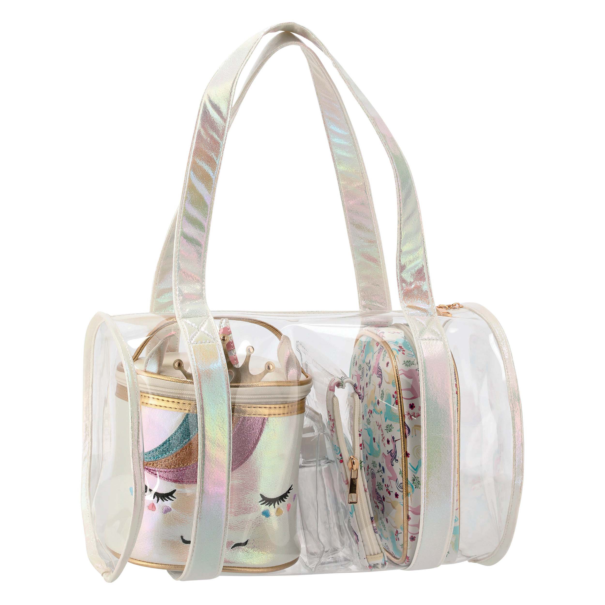 Under One Sky Unicorn Clear Beauty Tote Set