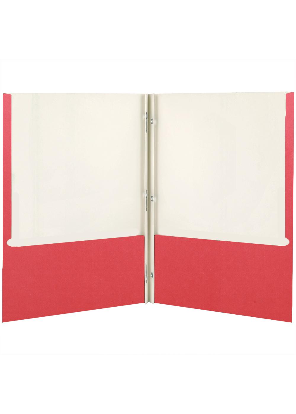 H-E-B Paper Pocket Folder with Prongs - Red; image 2 of 2