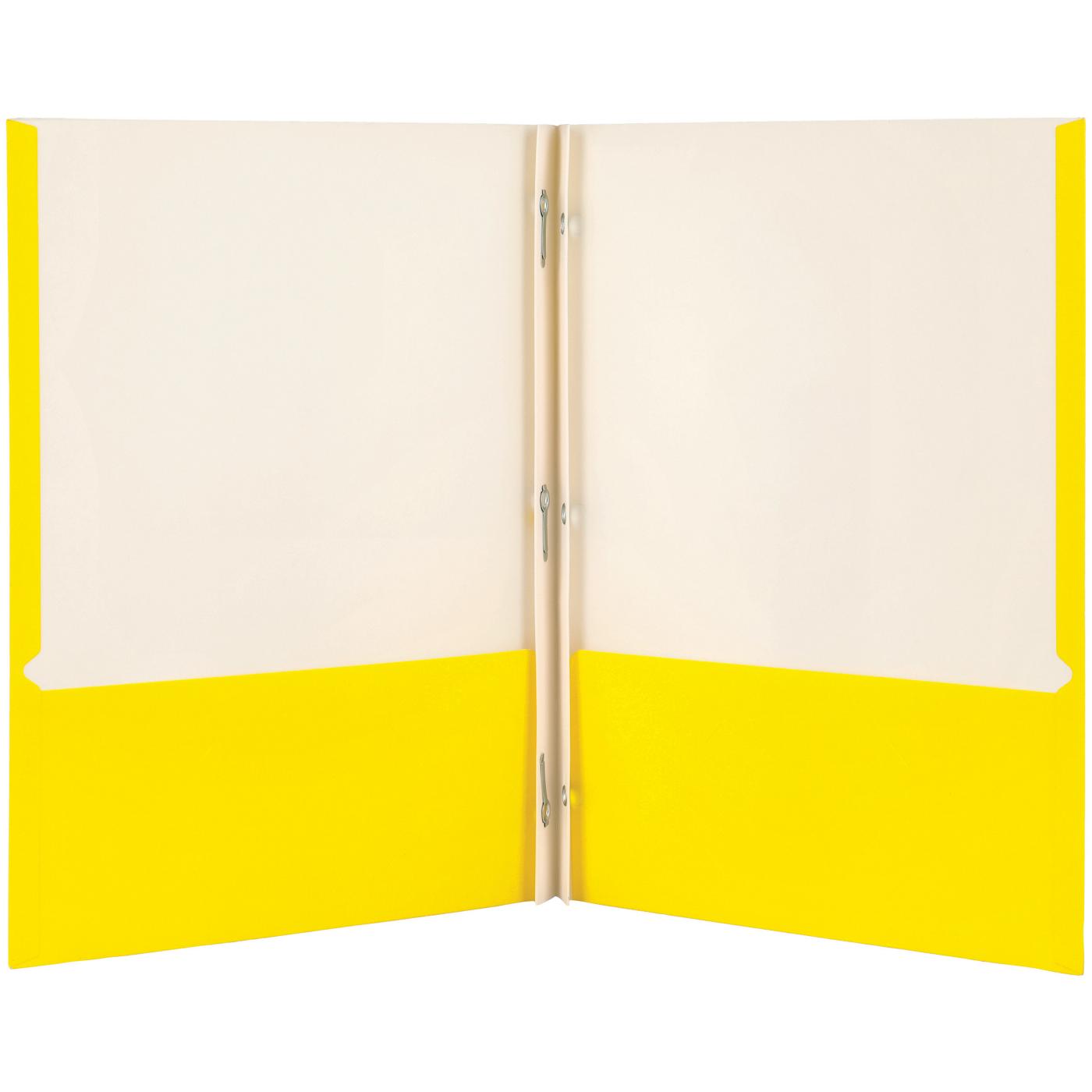 H-E-B Pocket Paper Folder with Prongs - Yellow; image 2 of 2