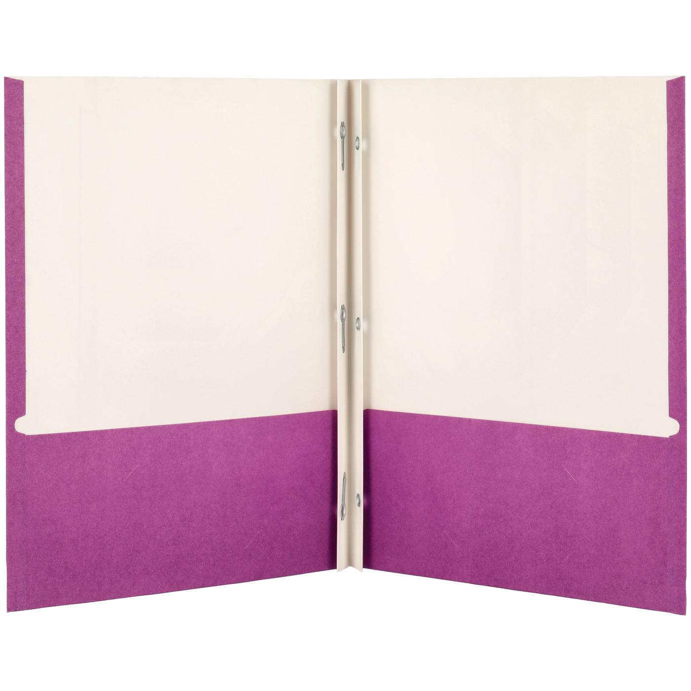 H-E-B Paper Pocket Folder with Prongs - Purple; image 2 of 2