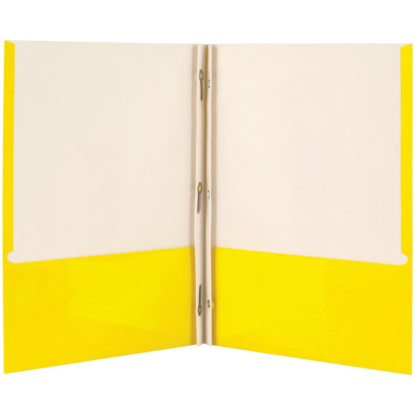 H-E-B Pocket Laminated Folder with Prongs - Yellow; image 2 of 2