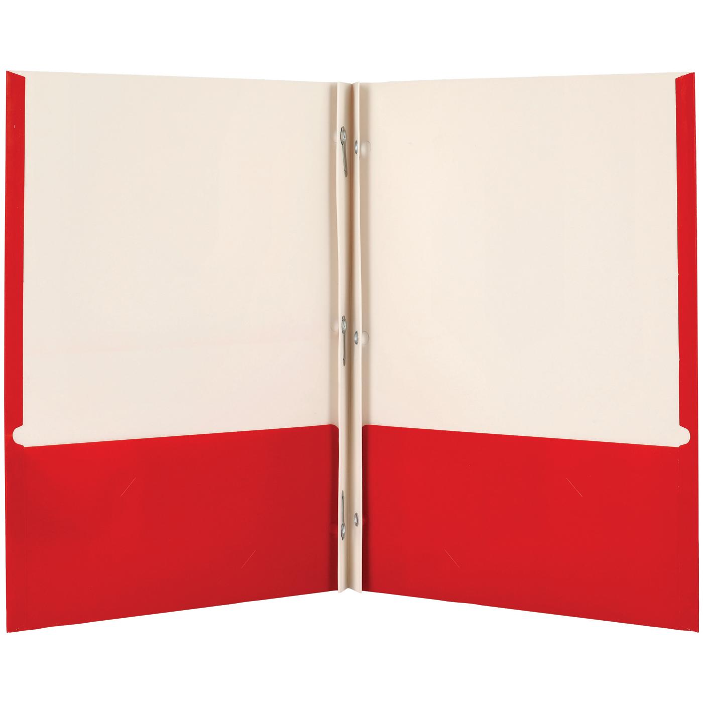 H-E-B Pocket Laminated Folder with Prongs - Red; image 2 of 2