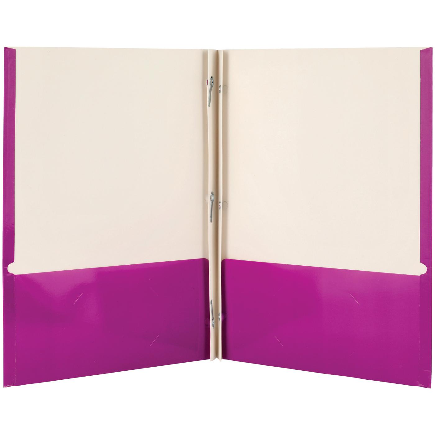 H-E-B Laminated Pocket Folder with Prongs - Purple; image 2 of 2