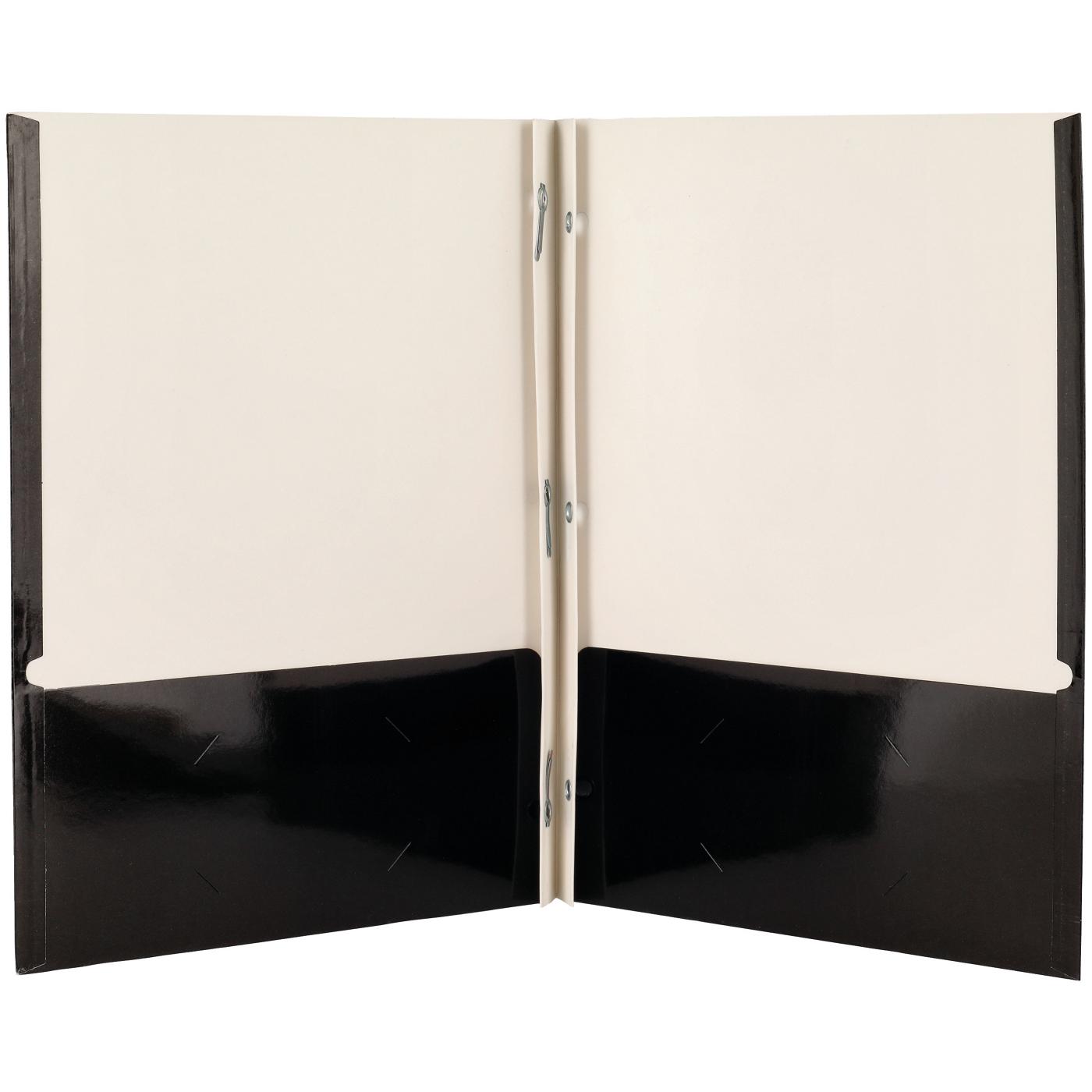 H-E-B Pocket Laminated Folder with Prongs - Black; image 2 of 2