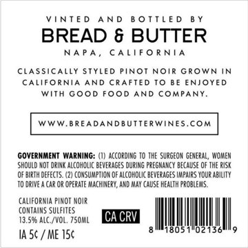 Bread & Butter Pinot Noir California Red Wine, 750 mL