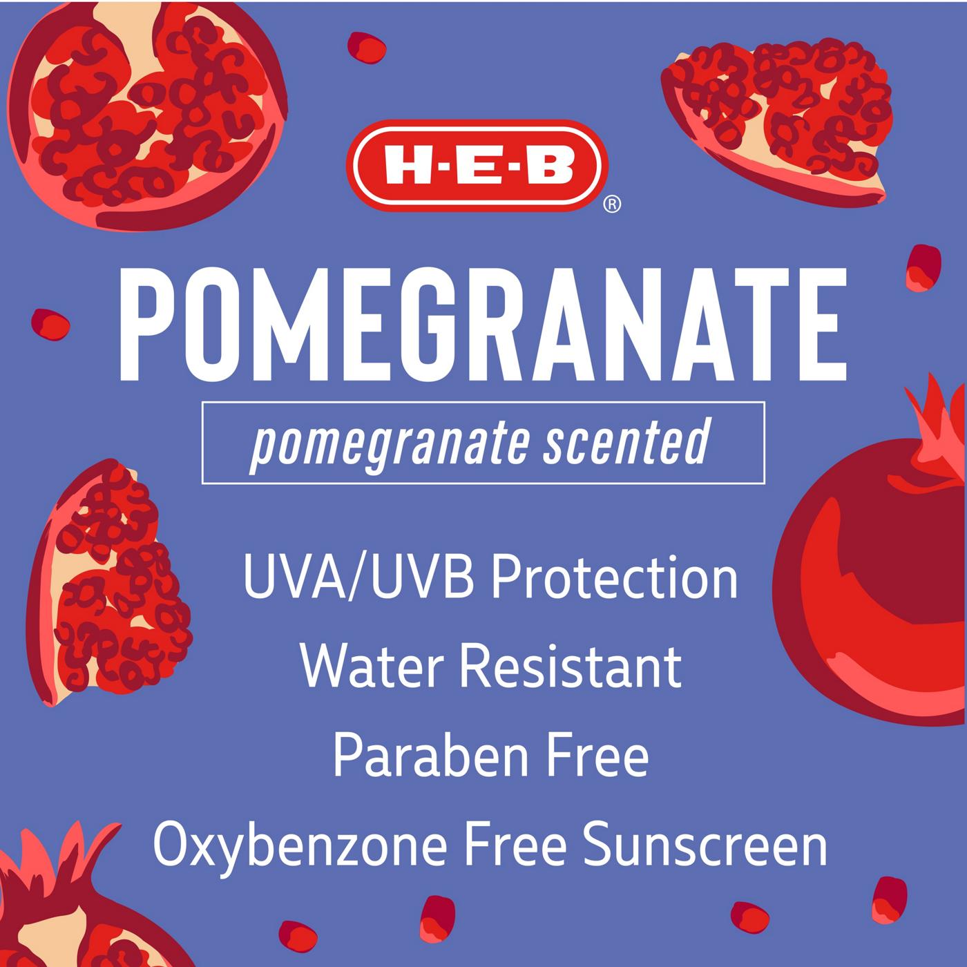 H-E-B Oxybenzone Free Pomegranate Sunscreen Spray – SPF 50; image 2 of 3