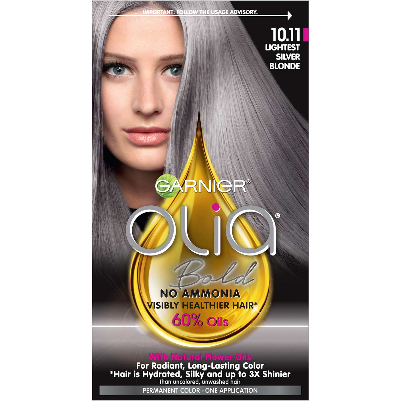 Garnier Olia Oil Powered Ammonia Free Permanent Hair Color 10.11 Lightest Silver Blonde; image 1 of 11