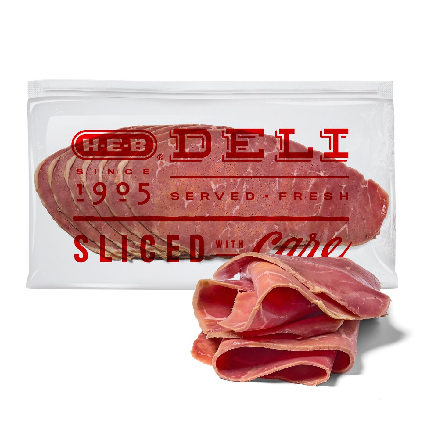 H-E-B Deli Uncured Corned Beef, Sandwich Sliced; image 1 of 4