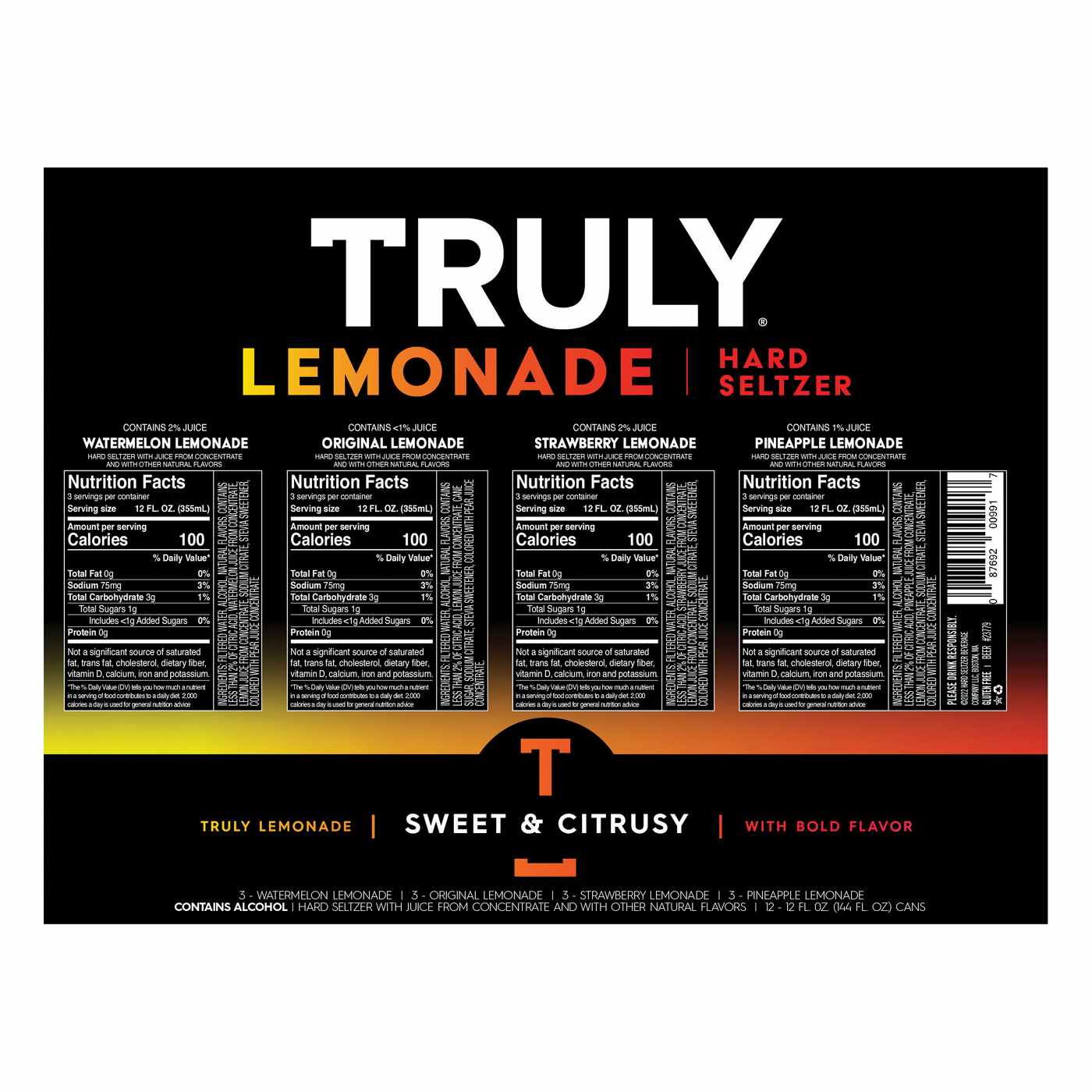 Truly Hard Seltzer Lemonade Variety Pack 12 pk Cans; image 3 of 4