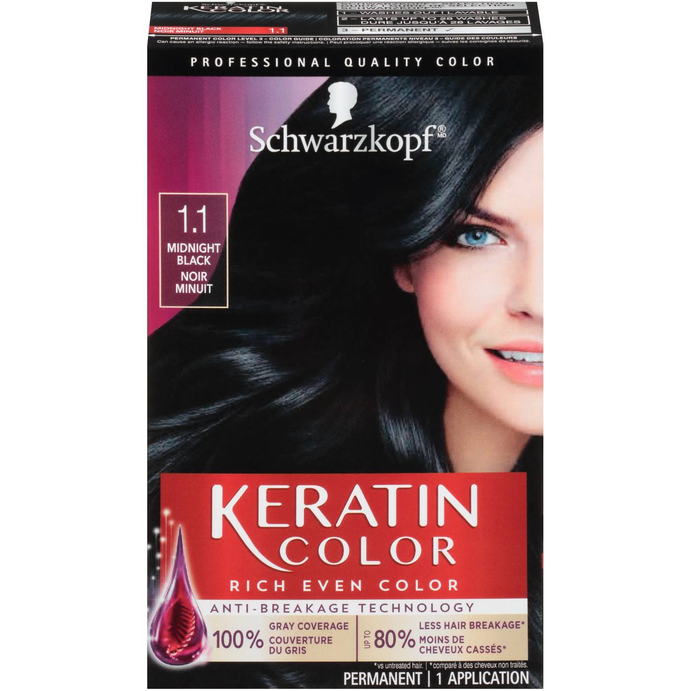 Schwarzkopf Keratin Color - 1.1 Midnight Black; image 1 of 5