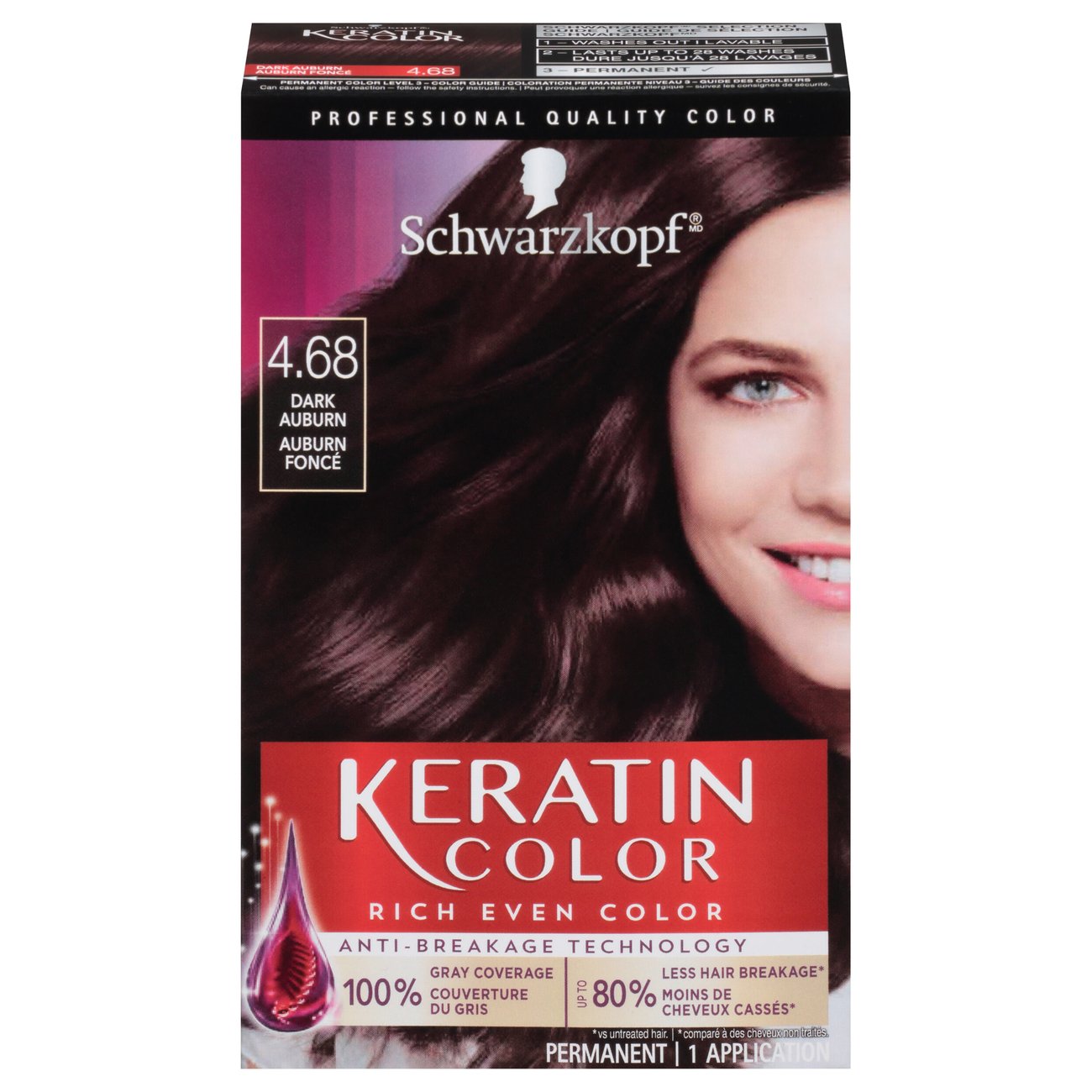 Schwarzkopf Keratin Color Permanent Hair Color Cream, 4.68 Dark Auburn -  Shop Hair Care At H-E-B