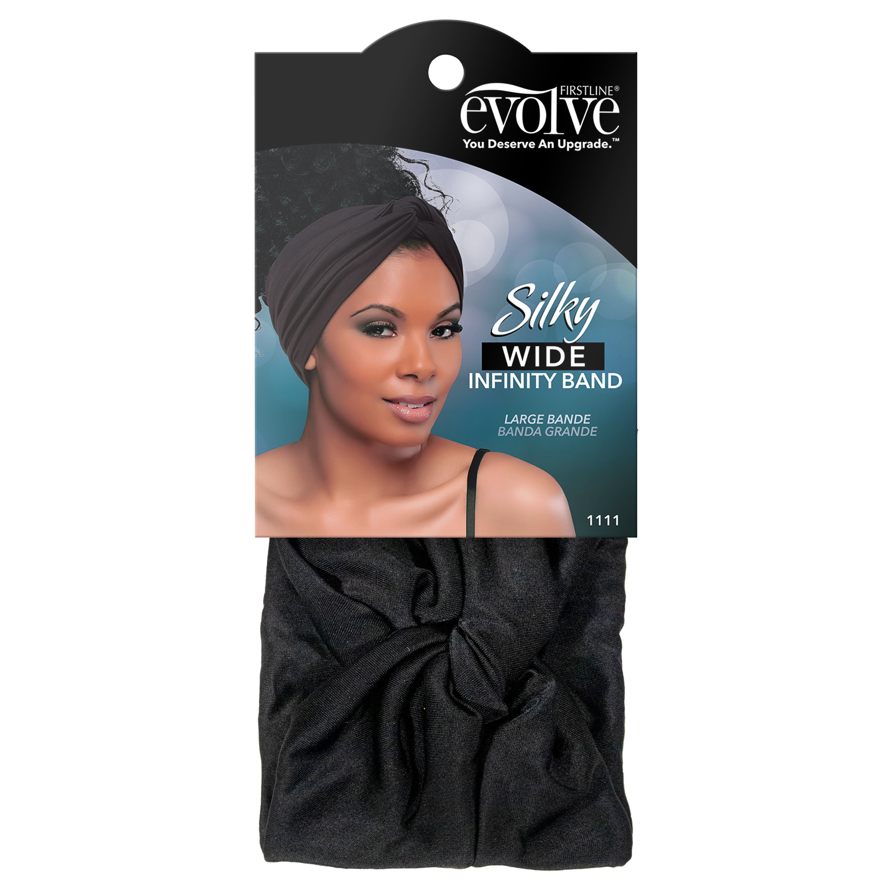 Firstline Evolve Silky Wide Infinity Band Hair Wrap - Black, Water Resistant, One Size