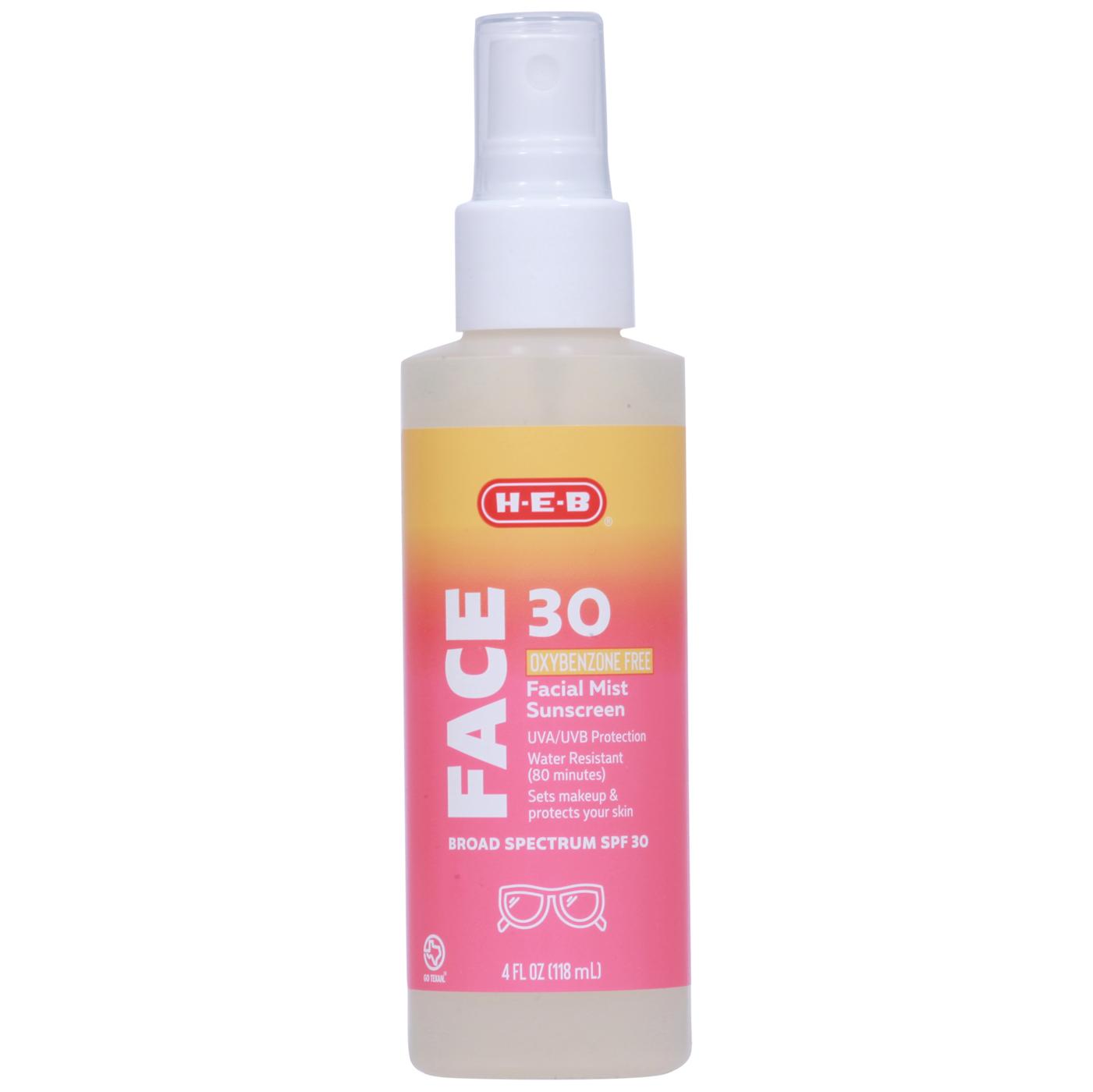 H-E-B Oxybenzone Free Facial Mist Sunscreen  – SPF 30; image 1 of 4