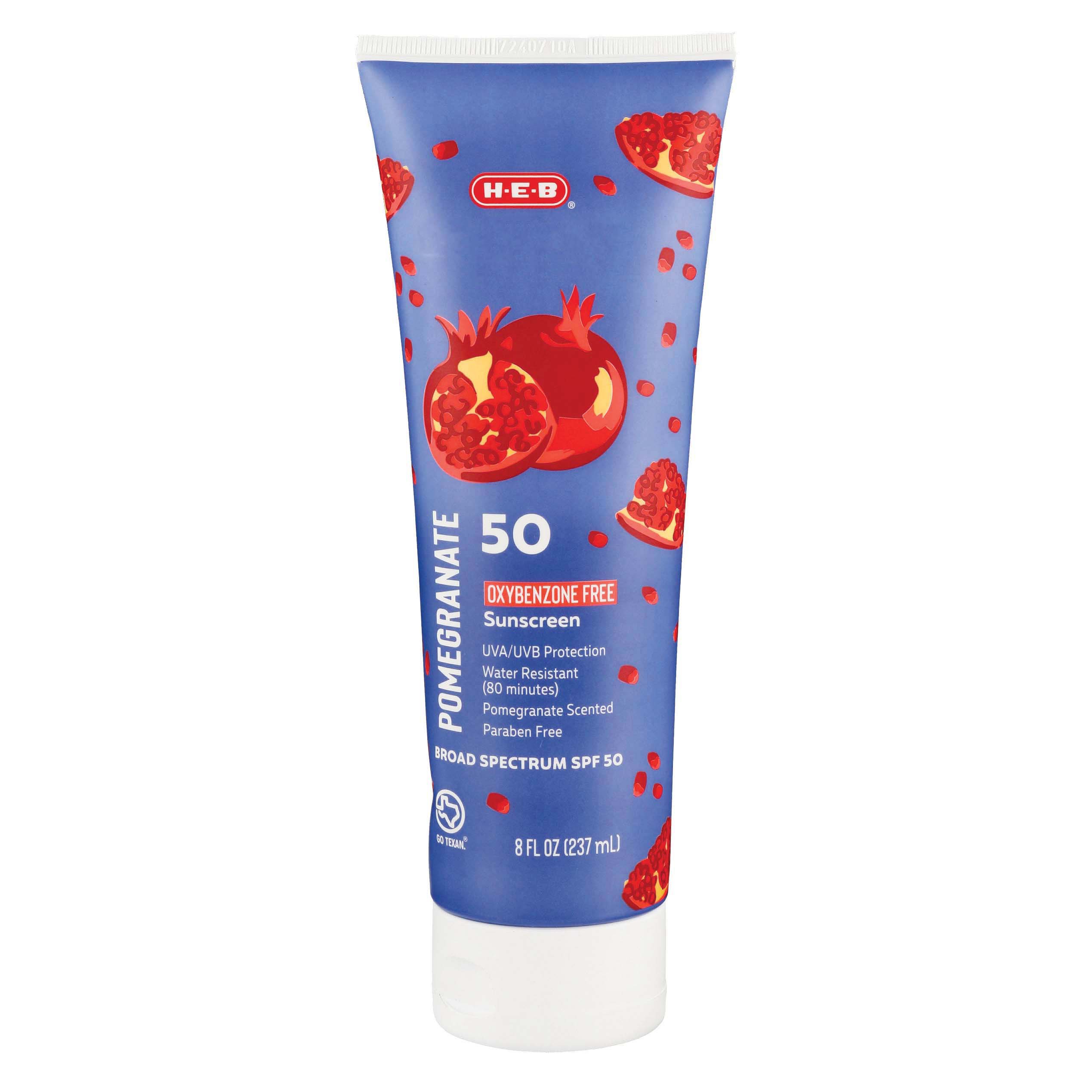 HEB Solutions Oxybenzone Free SPF 50 Pomegranate Sunscreen Lotion Shop Sunscreen & Self