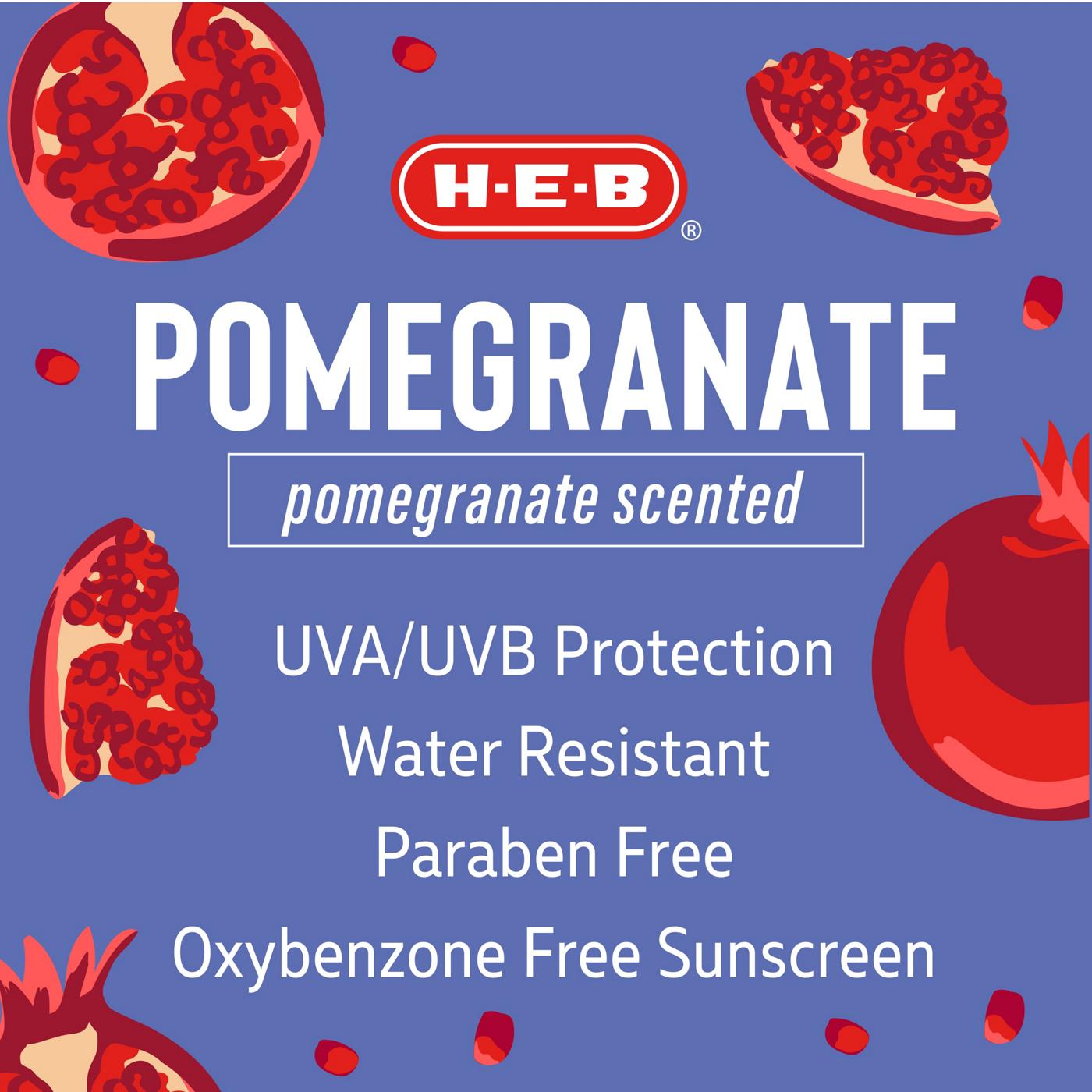 H-E-B Oxybenzone Free Pomegranate Sunscreen Lotion – SPF 50; image 3 of 3