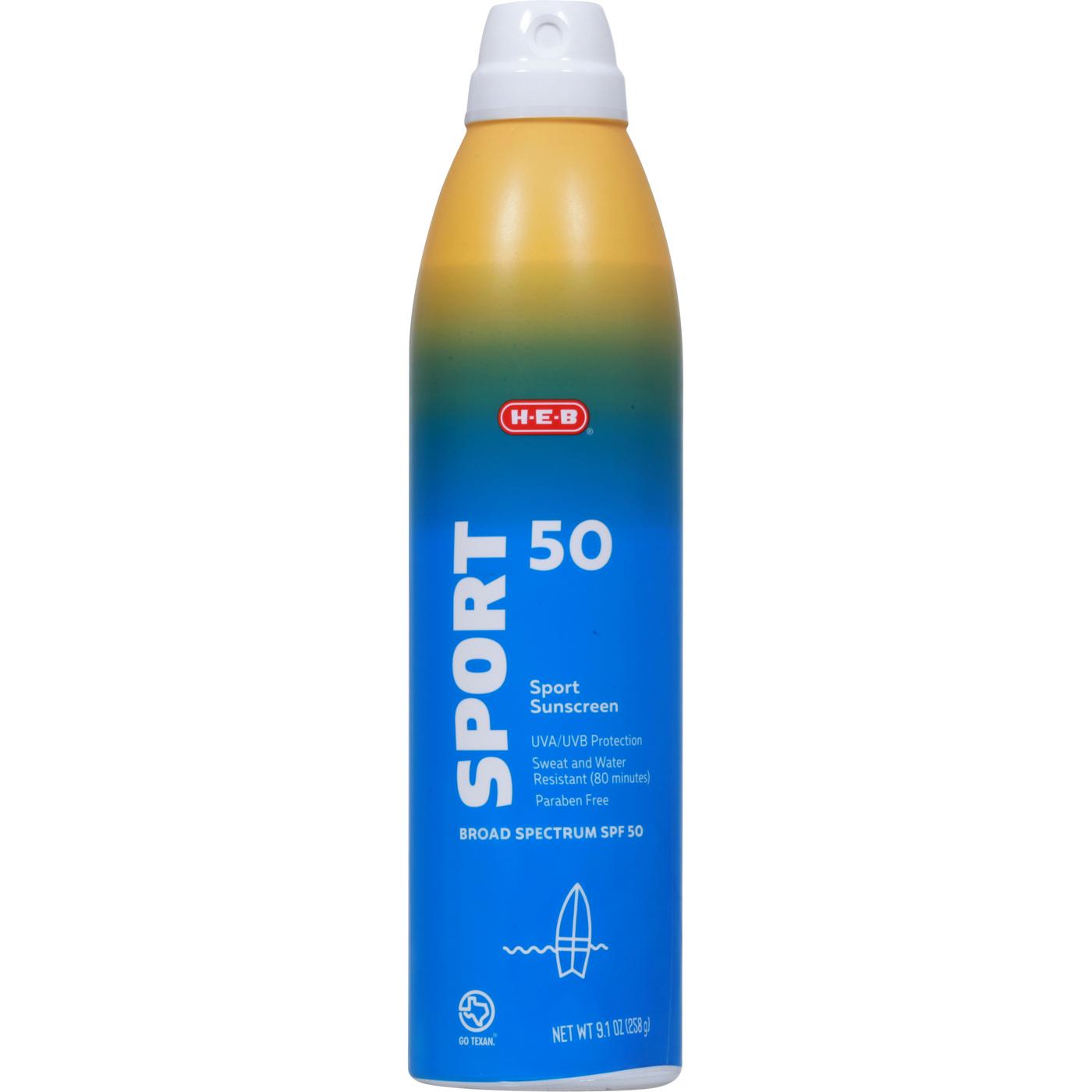 H-E-B Sport Broad Spectrum Sunscreen Spray – SPF 50; image 1 of 3