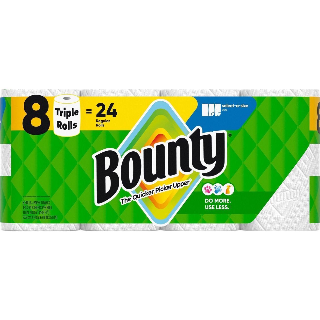Bounty Select-A-Size White Paper Towels, 8 Triple Roll