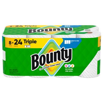 Bounty Select-A-Size White Paper Towels, 8 Triple Roll