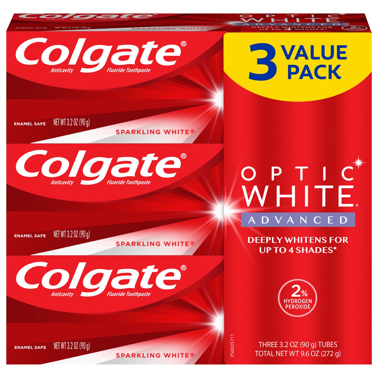 Colgate Optic White Advanced Anticavity Toothpaste - Sparkling White, 3 ...