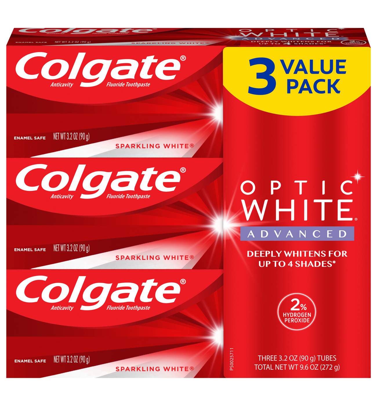 Colgate Optic White Advanced Anticavity Toothpaste - Sparkling White, 3 Pk; image 1 of 8