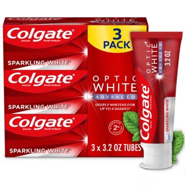 Colgate Optic White Advanced Anticavity Toothpaste - Sparkling White, 3 Pk