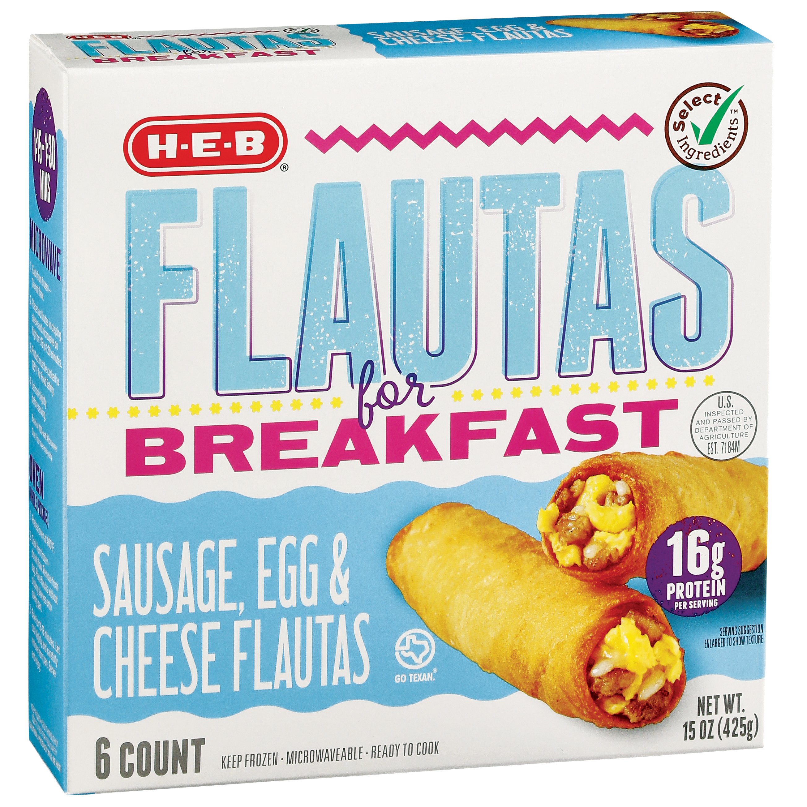 HEB Frozen Breakfast Flautas Sausage, Egg & Cheese Shop Meals