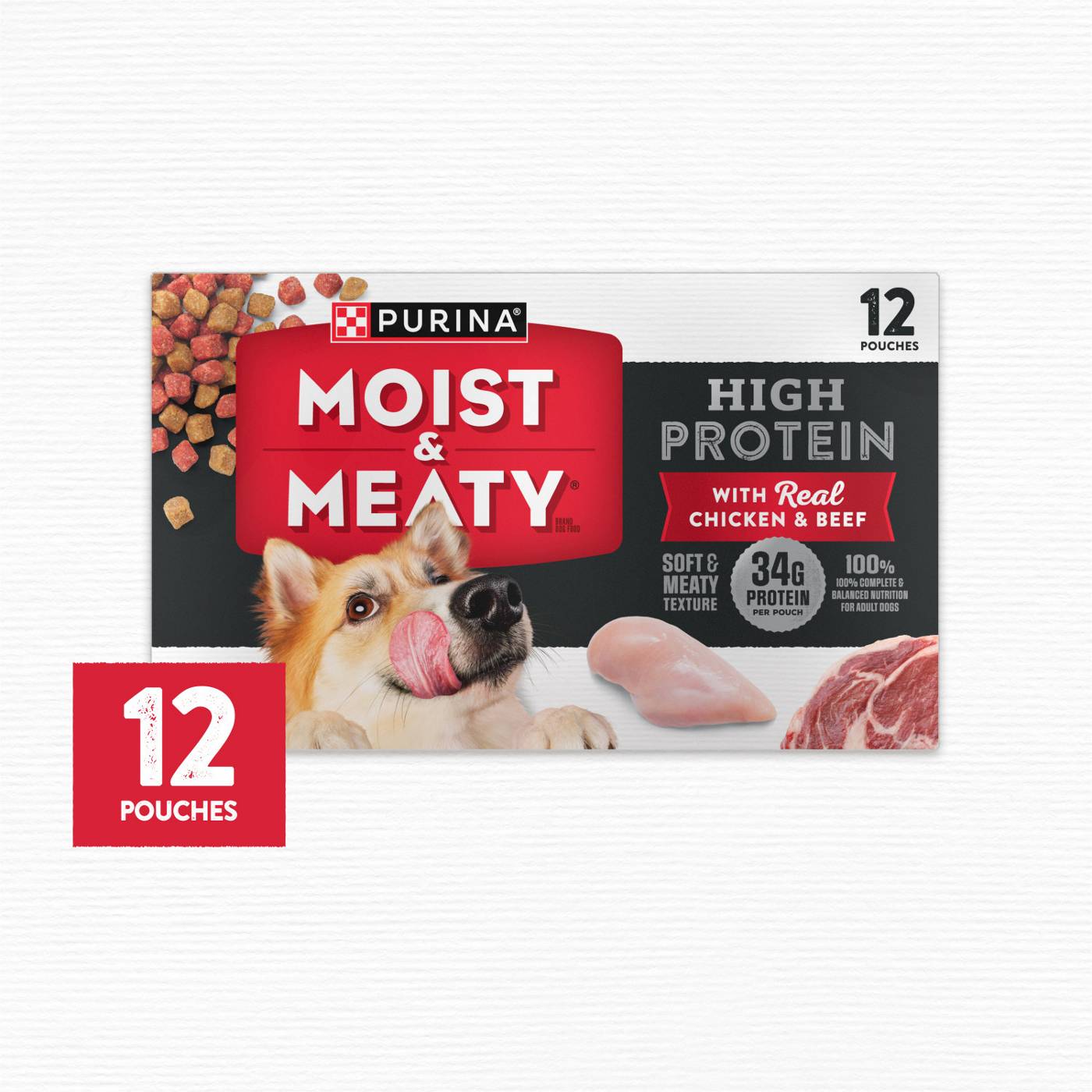 Moist & Meaty Purina Moist and Meaty High Protein Dry Dog Food With Real Chicken and Beef Dog Food Pouches; image 7 of 8