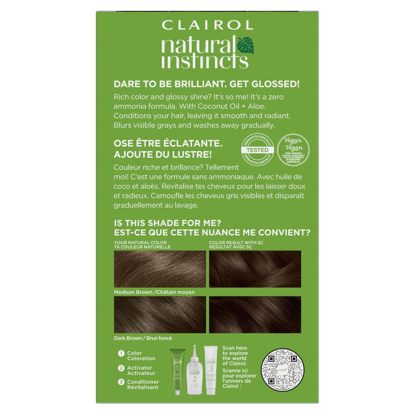 Clairol Natural Instincts Vegan Demi-Permanent Hair Color - 5C Brass Free Med Brown; image 2 of 10
