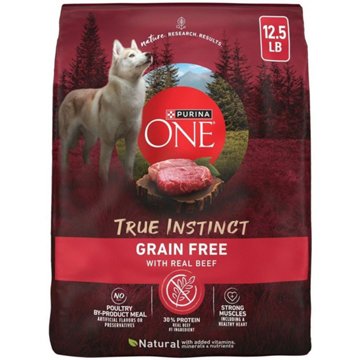 Purina ONE Grain Free Natural High Protein Dry Dog Food Formula True Instinct - Real Beef