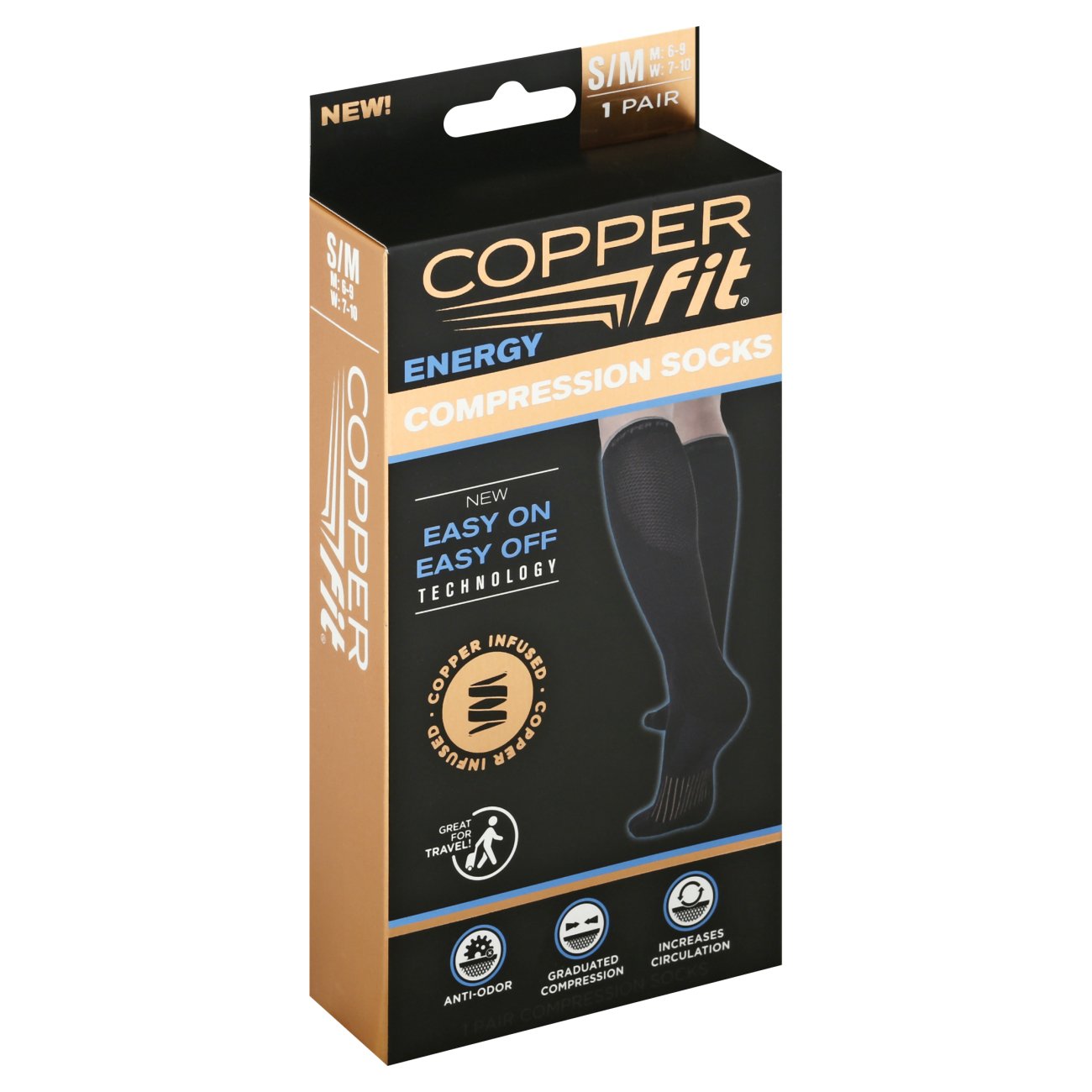 As Seen On TV Copper Fit Energy Compression Socks S/M Shop Sleeves