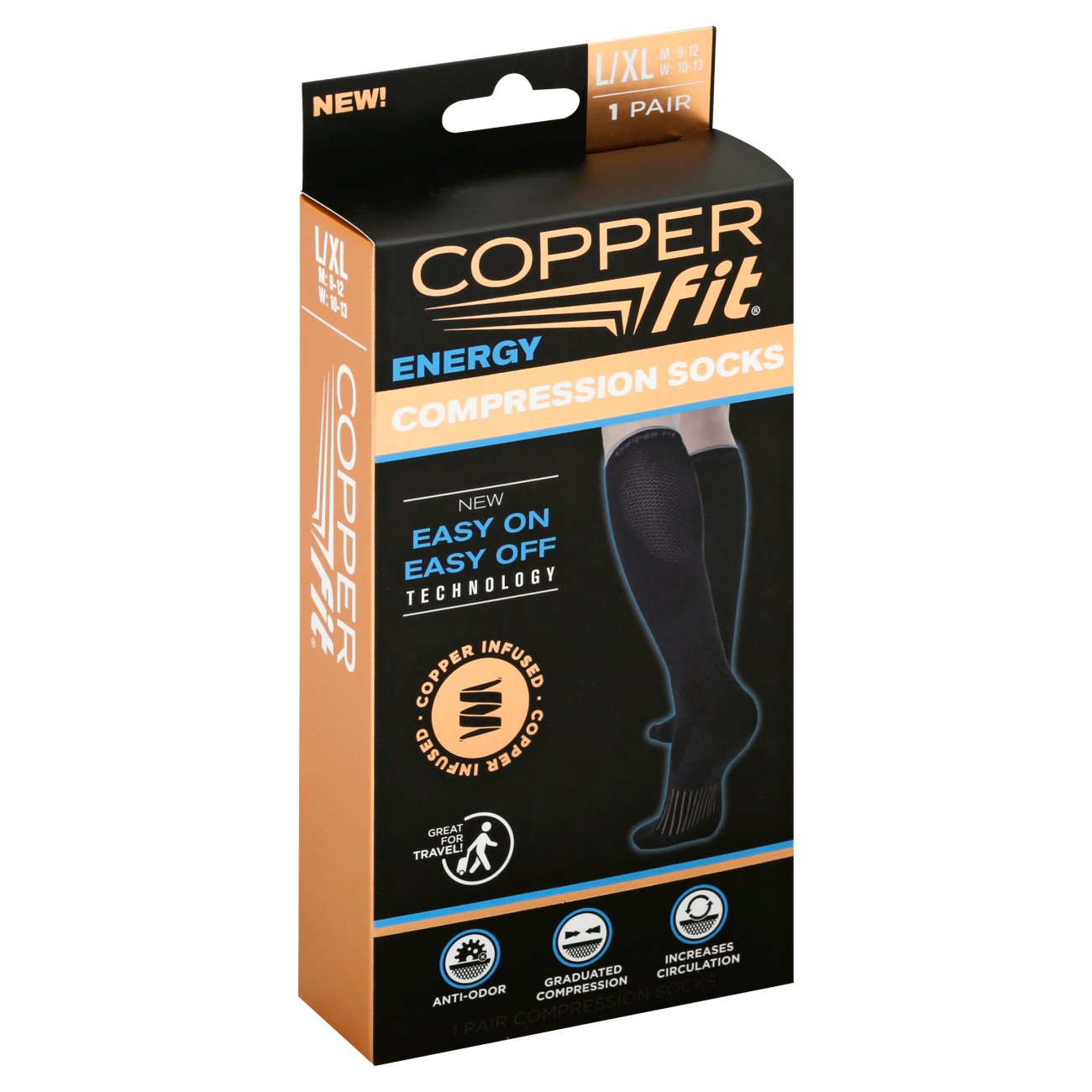 As Seen On TV Copper Fit Energy Compression Socks L/XL Shop Clothes