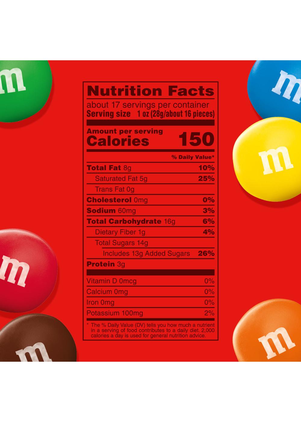 Peanut Butter M&ms Product Label With Nutrition Information