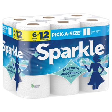 Sparkle Pick-A-Size Paper Towels, 6 Double Rolls