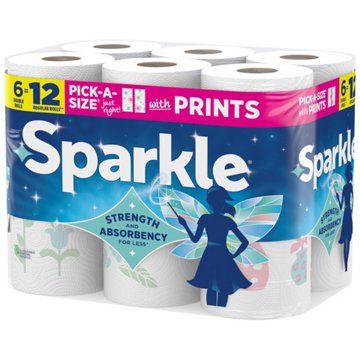 Sparkle Pick-A-Size Spirited Prints Paper Towels, 6 Double Rolls