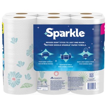 Sparkle Pick-A-Size Spirited Prints Paper Towels, 6 Double Rolls