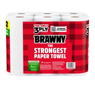 Brawny Tear-A-Square Paper Towels, 6 Double Rolls