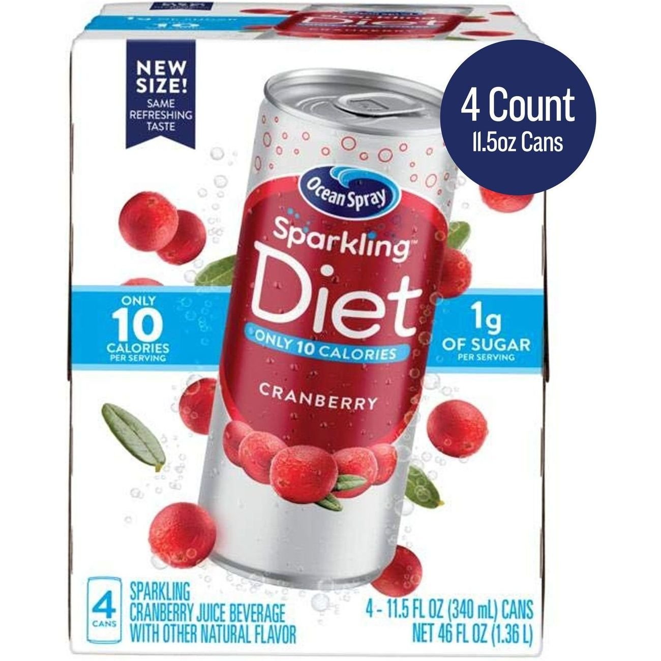Ocean Spray Diet Sparkling Cranberry Juice 4 pk Cans, 11.5 oz