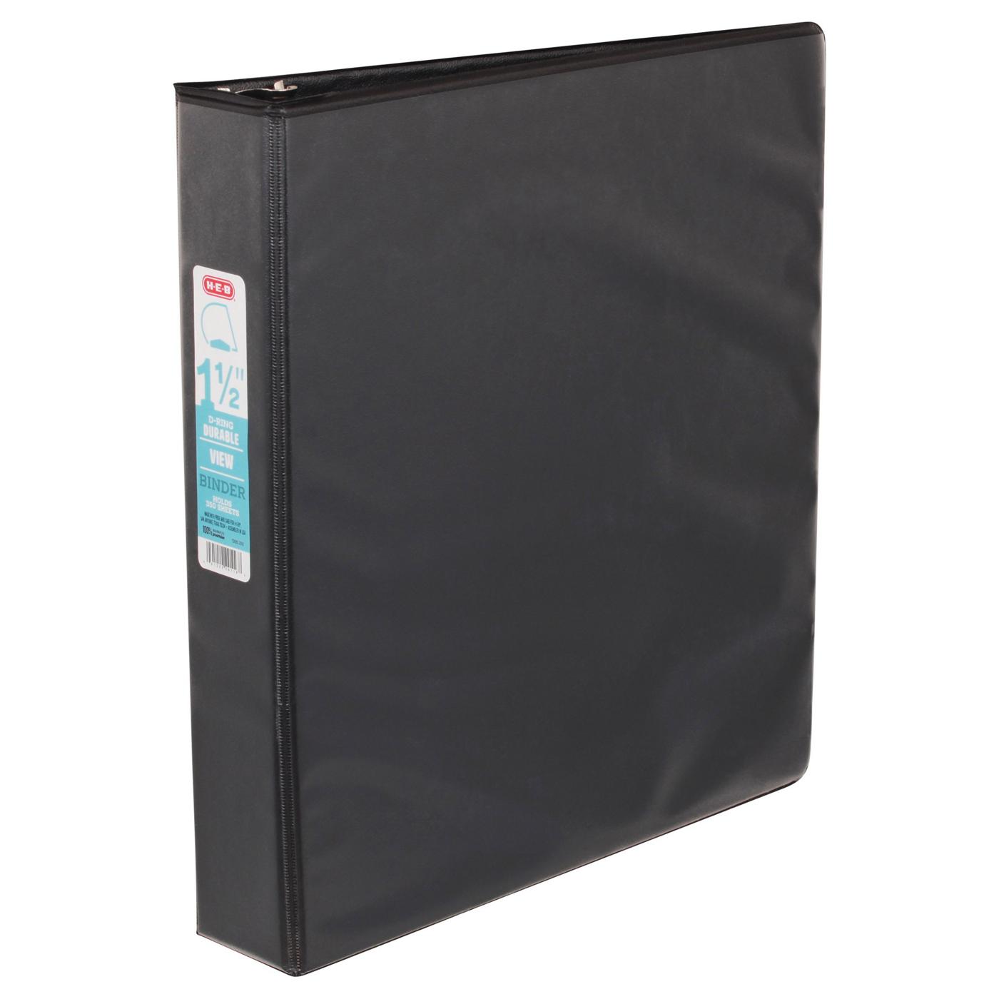 H-E-B D-Ring Durable View Binder - Black; image 1 of 2