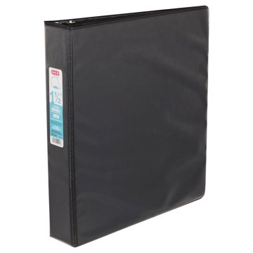 H-E-B D Ring Durable View Binder - Black, 1.5"