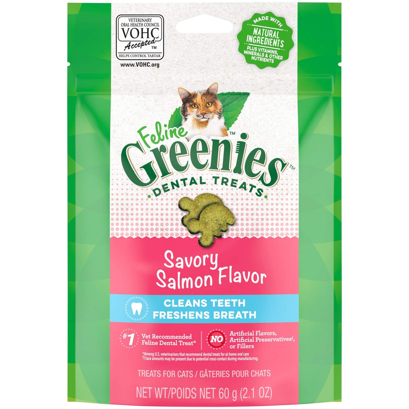 FELINE GREENIES Adult Natural Dental Care Cat Treats - Savory Salmon Flavor; image 1 of 5