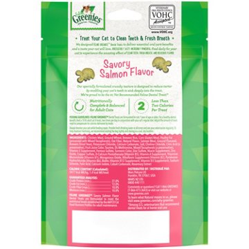 FELINE GREENIES Adult Natural Dental Care Cat Treats - Savory Salmon Flavor, 2.1 oz