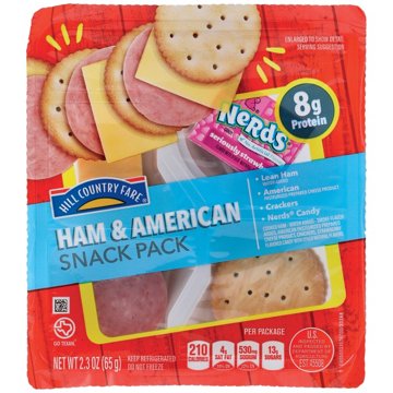 Hill Country Fare Snack Pack Tray - Ham & American with Crackers & Candy, 2.3 oz