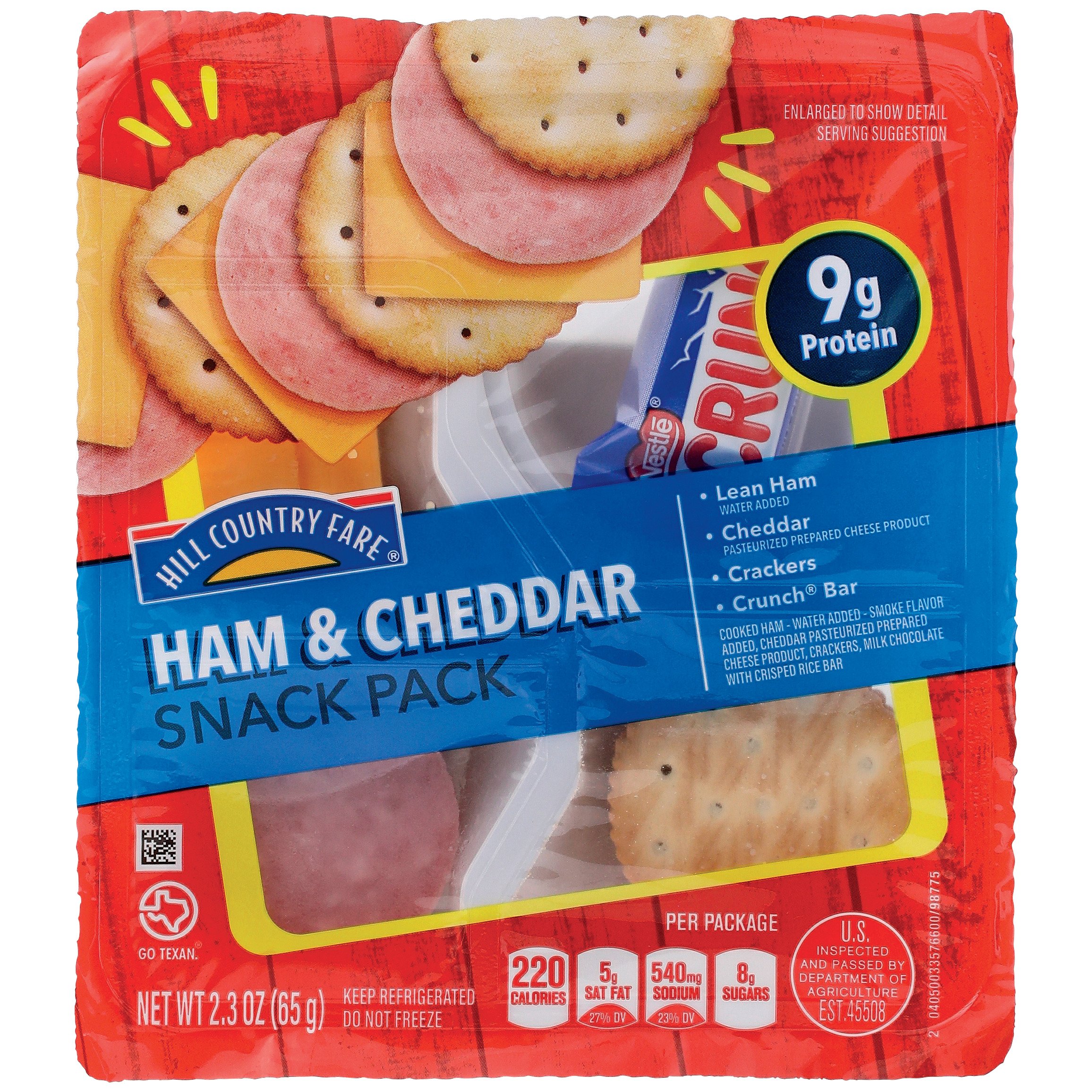 Hill Country Fare Snack Pack Tray - Ham & Cheddar with Crackers & Candy, 2.3 oz