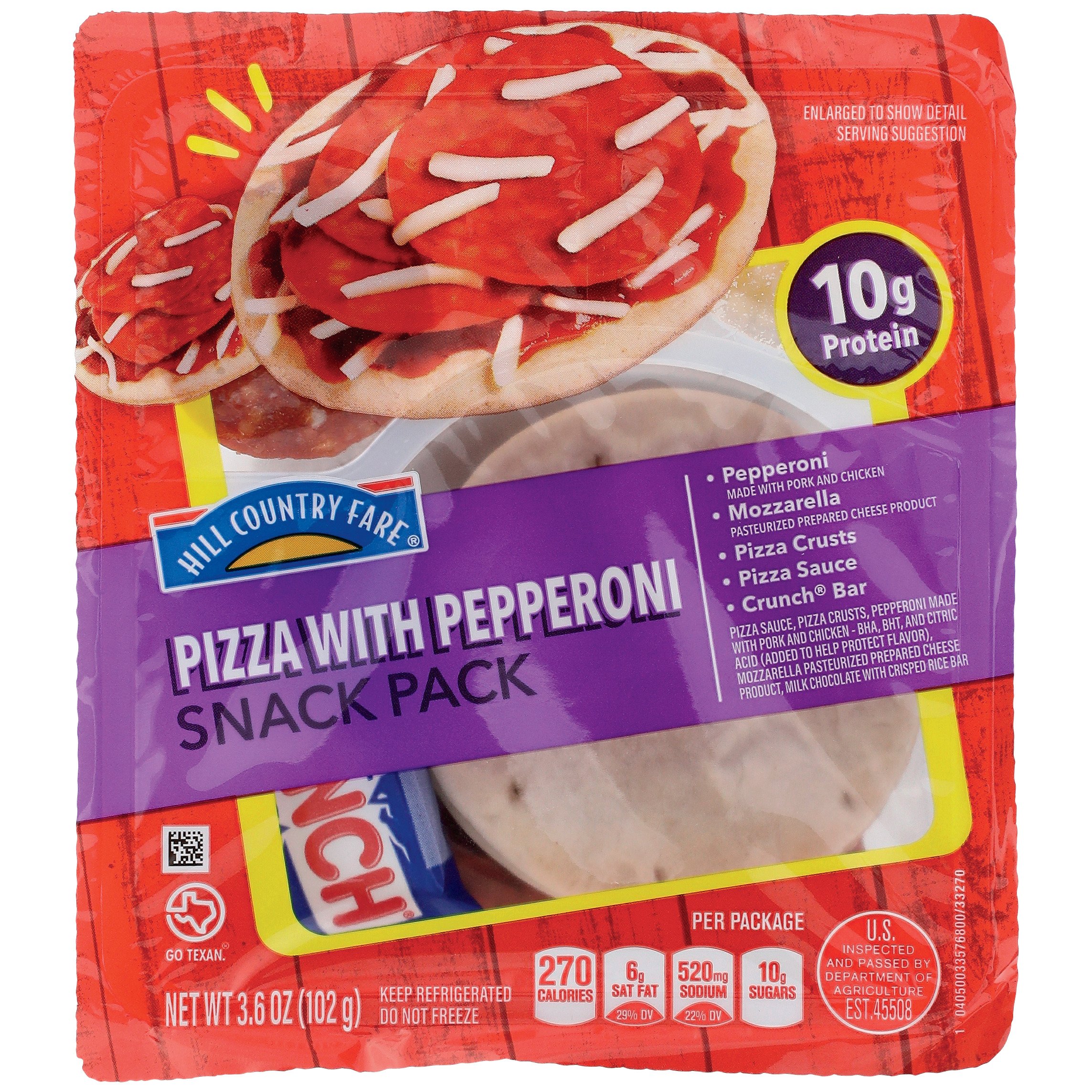 Hill Country Fare Snack Pack Tray - Pepperoni Pizza & Candy Bar, 3.6 oz