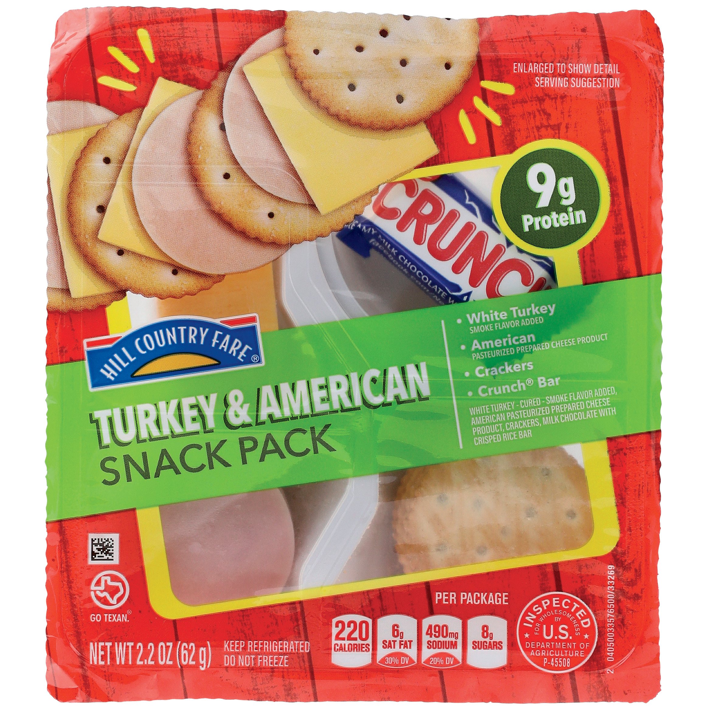 Hill Country Fare Snack Pack Tray - Turkey & American with Crackers & Candy, 2.2 oz