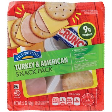 Hill Country Fare Snack Pack Tray - Turkey & American with Crackers & Candy, 2.2 oz