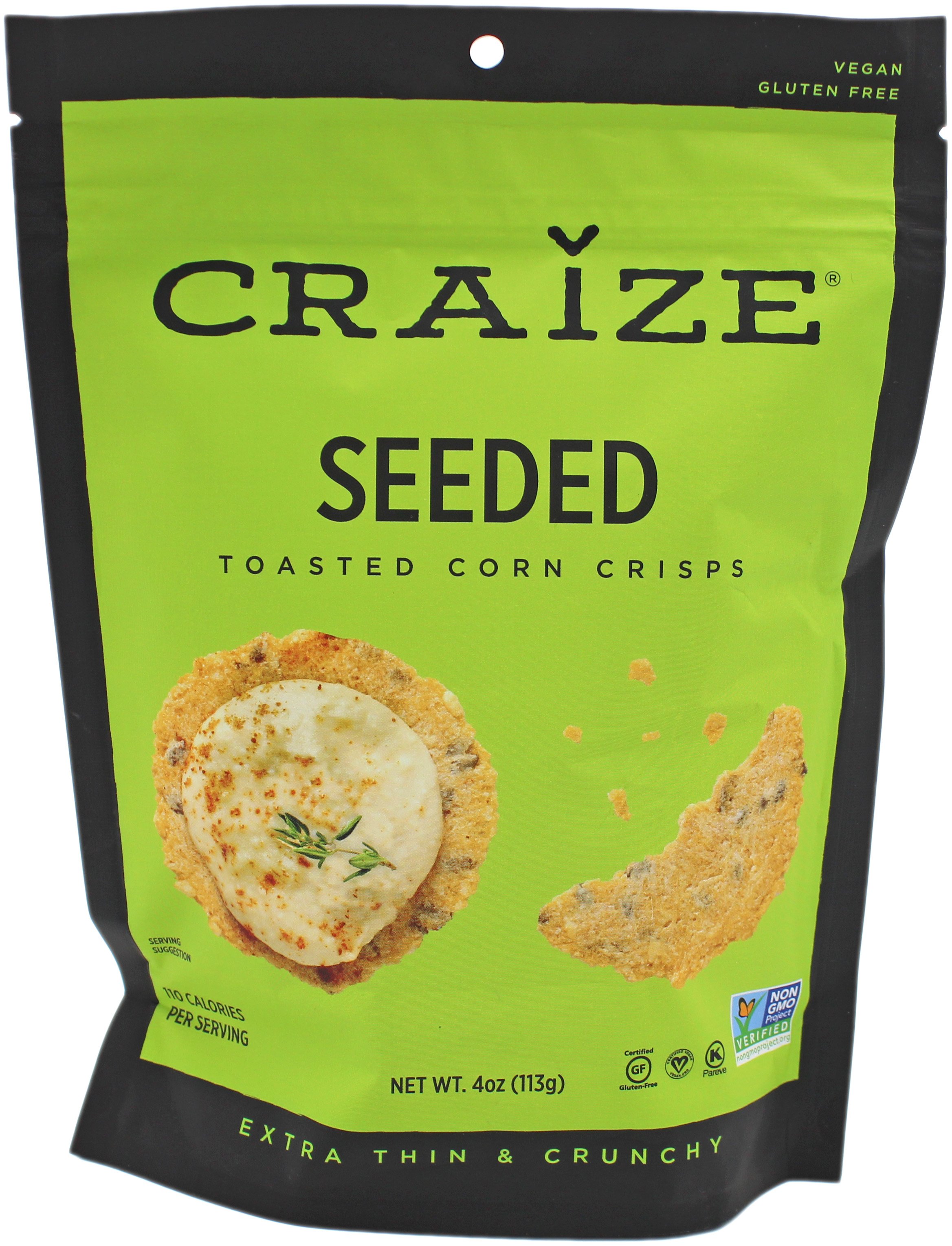 Craize Seeded Toasted Corn Crisps, 4 oz | Central Market - Really Into Food