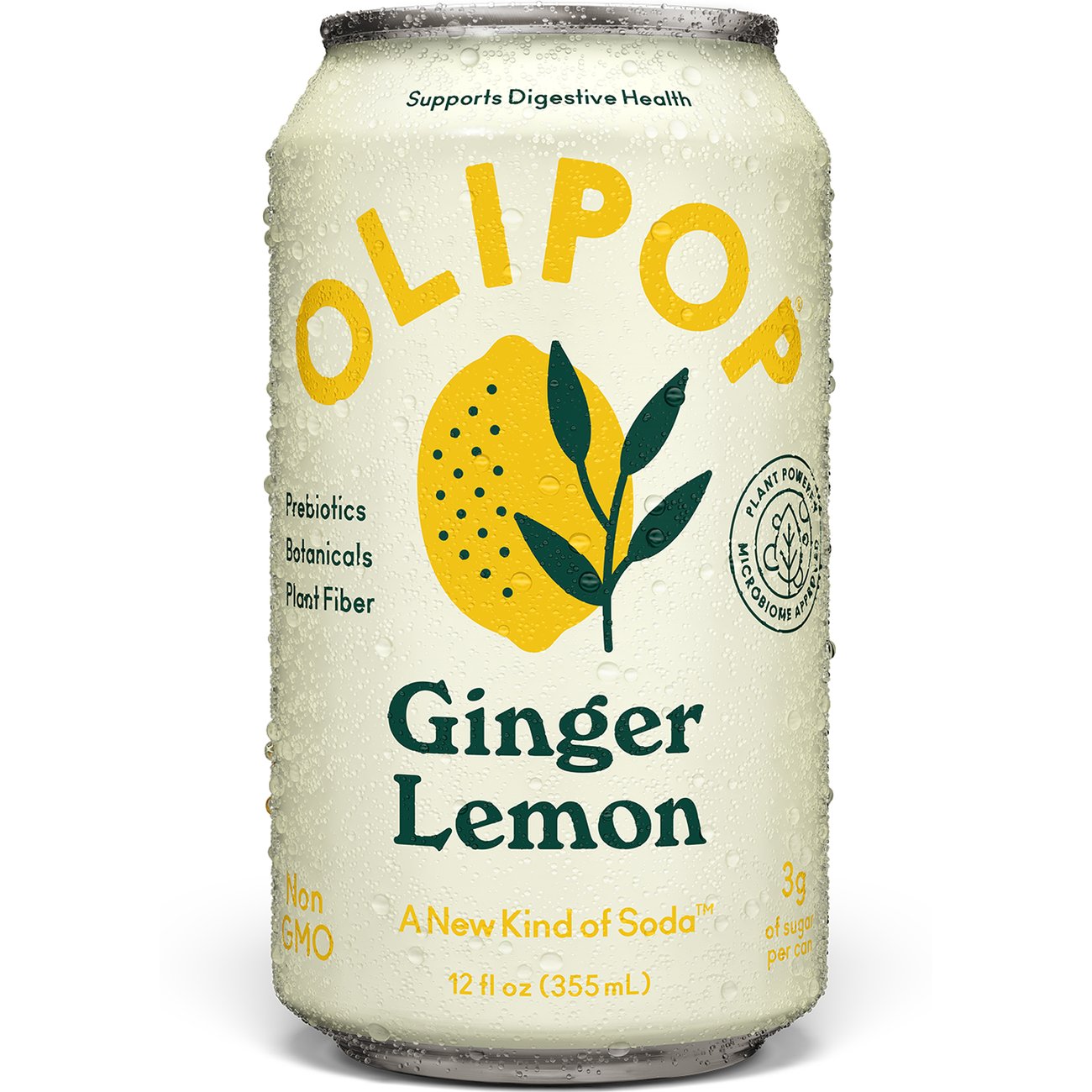 Olipop Ginger Lemon Prebiotic Soda, 12 oz